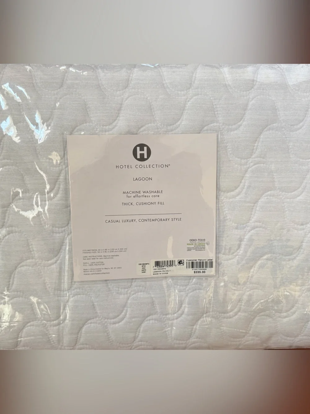 NWB Hotel Collection Lagoon Quilted Coverlet Full/Queen